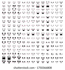 Set of kawaii face icon design. Vector illustration.
