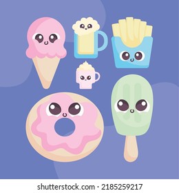 set of kawaii food sweet