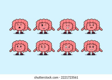 Set kawaii Intestine cartoon character with different expressions cartoon face vector illustrations