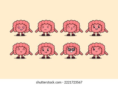 Set kawaii Intestine cartoon character with different expressions cartoon face vector illustrations