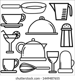 set of kawaii kitchen equipment.Vector illustration.