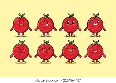 Set kawaii Lychee cartoon character with different expressions cartoon face vector illustrations