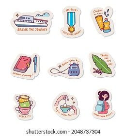 Set of Kawaii Sticker Doodle Set, Fashion Patch Design Collection