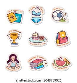 Set of Kawaii Sticker Doodle Set, Fashion Patch Design Collection