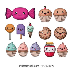 set kawaii style food isolated icon design