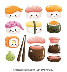 Juego de Kawaii Sushi Character