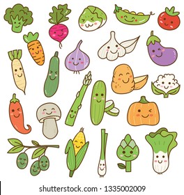 Set of kawaii vegetables 