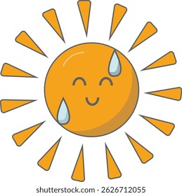 Set of kawaii weather elements. Childish clouds, rainbow, insects and sun with emotions. Good for patterns, posters, paper and scrapbooking