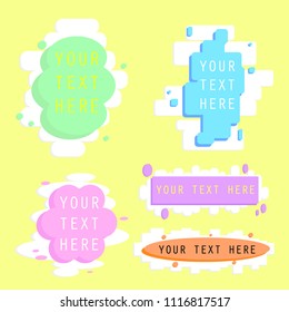 set of kawaii,cute,sweet,colorful,pastel  art frame speech bubble balloon think,speak,talk,template,art flat,design,vector,illustration text box banner various color