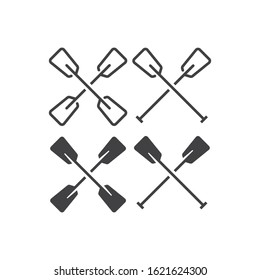 Set of kayak paddle. Vector icon template