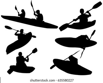 Set of kayak silhouette