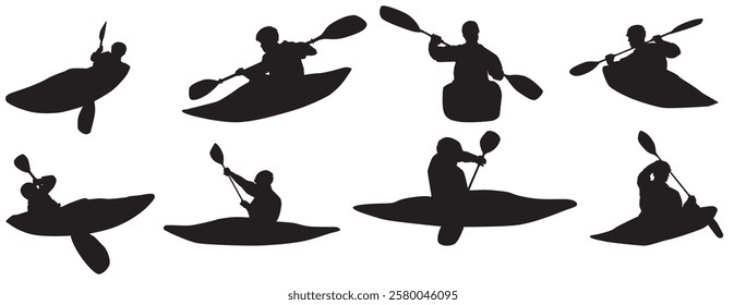 set of kayaking collection. Collection of kayaker. Kayak set. 