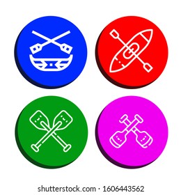 Set of kayaking icons. Such as Canoe, Kayak, Oars, Paddles , kayaking icons
