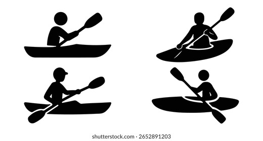 Set of kayaking logo icons for adventure branding.