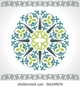 set Kazakh Asian ornaments and patterns