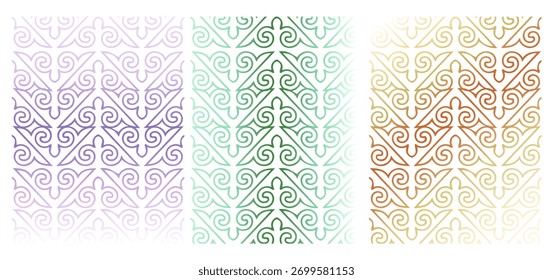 Set of kazakh patterns backgrounds. Transparent vector illustration. For design, wallpaper, card, banner, flyer. Ethnic ornament, national ornament. Decorative art of nomads. 