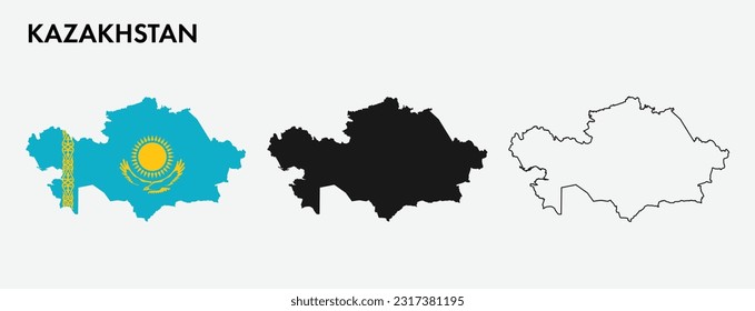 Set of Kazakhstan map isolated on white background, vector illustration design