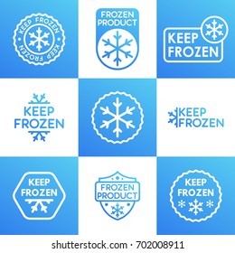 Set of Keep Frozen product signs. Vector illustration.