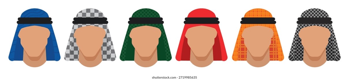 set of keffiyeh vector illustration