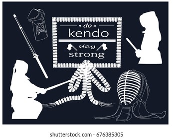 Set of kendo illustrations