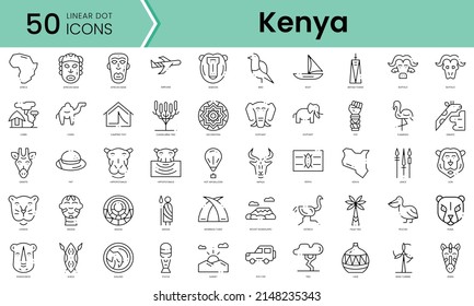 Set of kenya icons. Line art style icons bundle. vector illustration