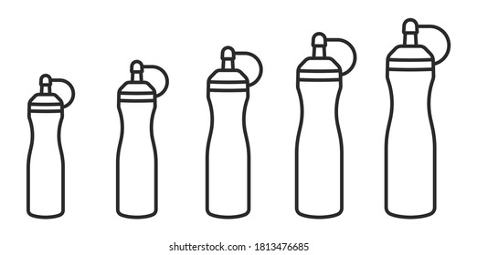 Set of a ketchup bottle / mustard squeeze bottle line art icon for apps and websites