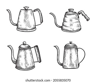 conjunto de vector de ilustración de kettle a mano