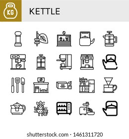 Set of kettle icons such as Kettlebell, Grinder, Coffee, Coffee shop, Kettle, French press, Coffee maker, Teapot, Kitchen tools, Tea bag, Kitchen, Dripper, Toaster, Mincer , kettle