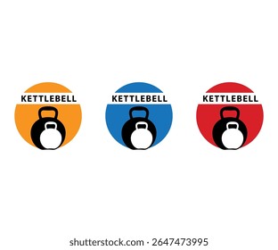 Set of kettlebell logo, Emblem kettlebell logo design,  Fitness Gym Logo