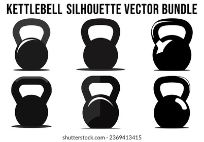 Set of Kettlebell Silhouette Vector Bundle, GYM equipment element silhouettes