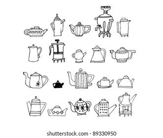 a set of kettles for tea and coffee