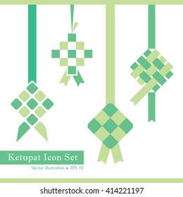 Conjunto de iconos ketupat en 4 diseños diferentes. Ilustración vectorial.