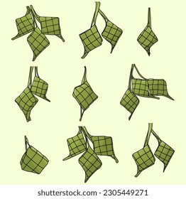 Conjunto de ilustraciones de ketupat lebaran