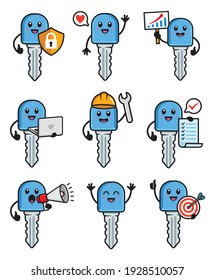 set of key character design