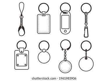 conjunto de iconos del vector del portador de claves y de los anillos de claves