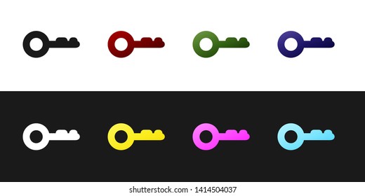 Set Key icon isolated on black and white background. Vector Illustration