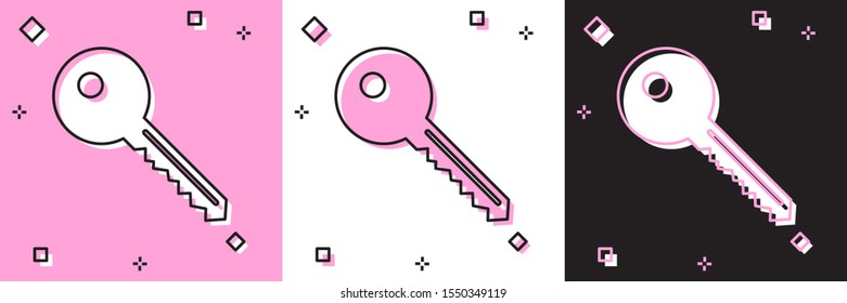 Set Key icon isolated on pink and white, black background.  Vector Illustration
