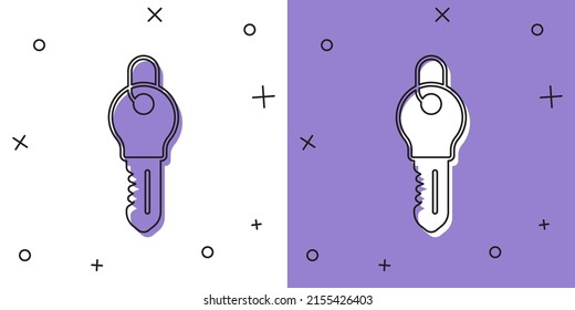 Set Key icon isolated on white and purple background.  Vector