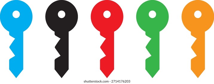 Conjunto de conjunto de iconos de teclas. ilustración de siluetas de teclas. Símbolo de seguridad clave, Contraseña, llave de la casa, Colección de varias llaves en diferentes Formas, colección negra, ilustración

