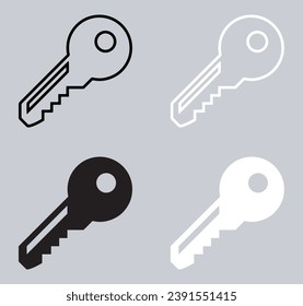 Set of Key icon. Key icon sign symbol in trendy flat style. Key vector icon illustration isolated on gray background	