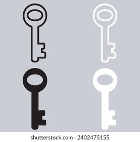 Juego de iconos de clave. Símbolo de signo de icono de clave en estilo plano de moda. Ilustración del icono del vector clave aislada en fondo gris