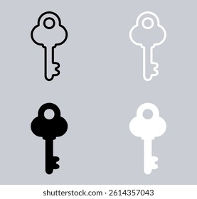 Set of Key icon. Key icon sign symbol in trendy flat style. Key vector icon illustration isolated on gray background