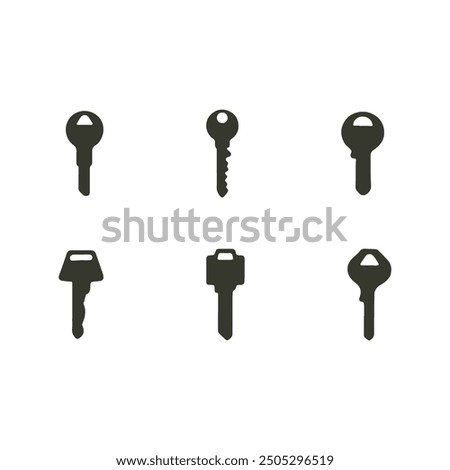 Set of Key Icons Illustration in Simple Minimal Flat Style