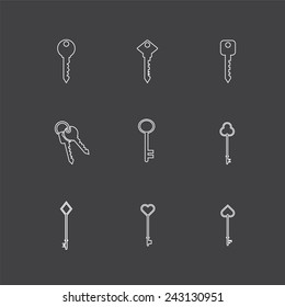 Set of Key Icons. Outline