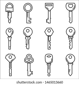 Set of key icons. Vector illustration.