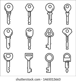 Set of key icons. Vector illustration.