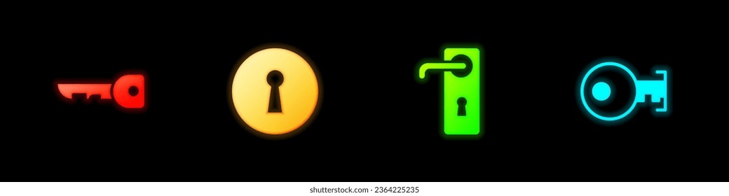 Set Key, Keyhole, Door handle and  icon. Vector