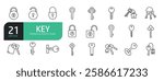 Set Of Key Line Icons. Set contains such icons as Lock, Padlock, Unlock.