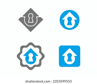 Conjunto de diseño vectorial del logotipo del icono del emblema del bloqueo de la llave. Plantilla vectorial de logotipo clave