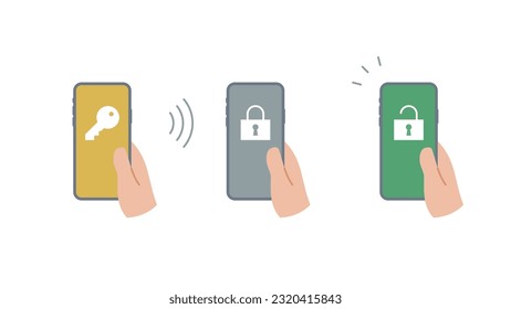 Ein Satz von Schlüssel- und Schloss-Symbolen auf einem Smartphone, das in der Hand gehalten wird
